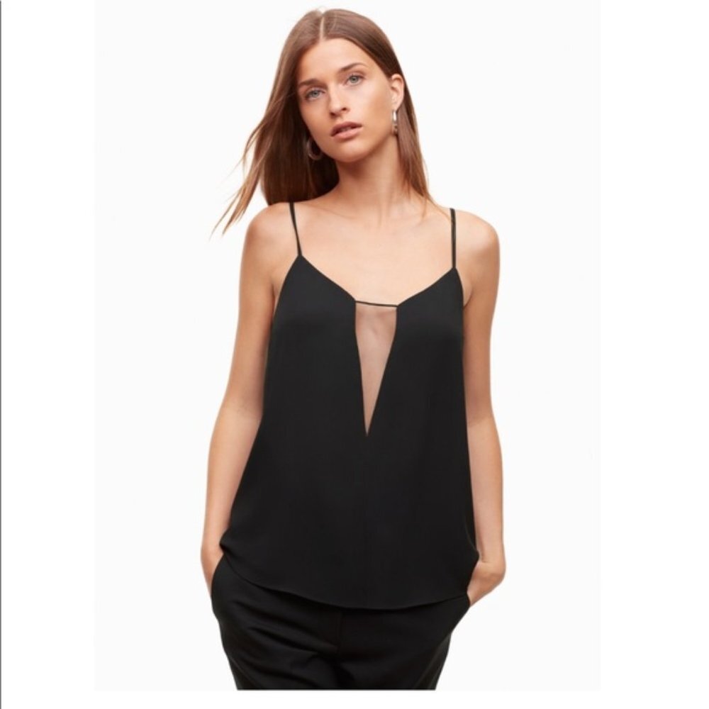 Aritzia Babaton Heston Cami Mesh V-Neckline Cami Sz XXS